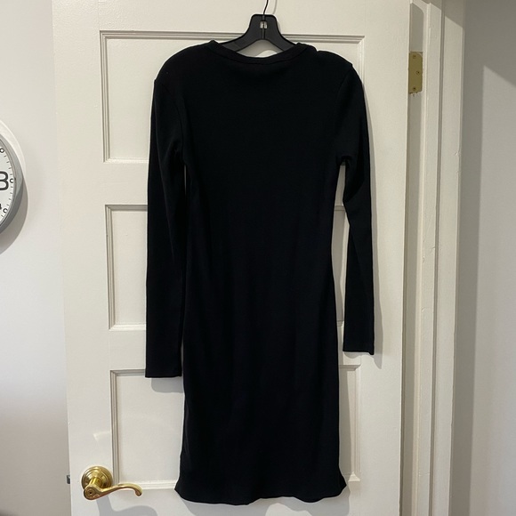 James Perse Thermal Ribbed Crewneck Long Sleeve Dress - Picture 6 of 7